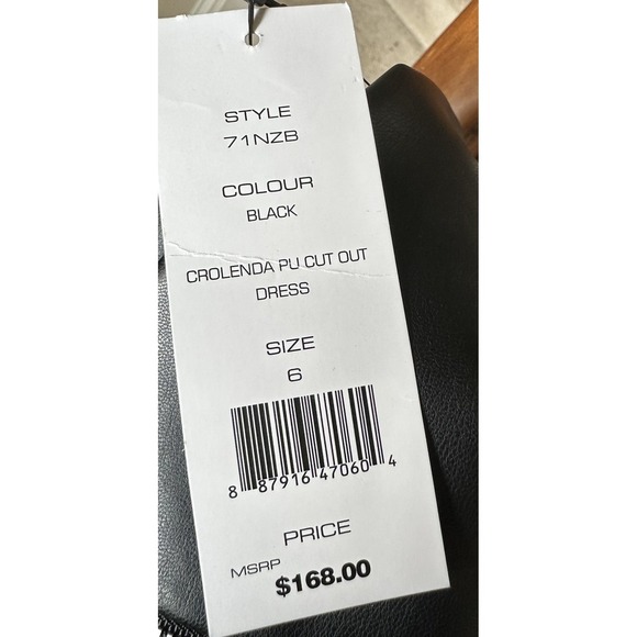 French Connection Crolenda Black Faux Leather Cut Out Dress Size 6 NWT - Picture 7 of 8